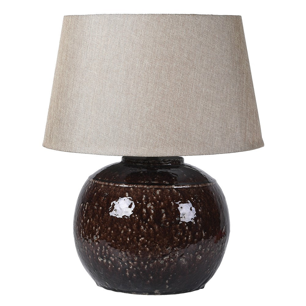 Kilimanjaro Ceramic Table Lamp | Deep Brown Glazed Base with Fabric Shade