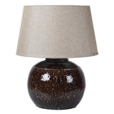 Kilimanjaro Ceramic Table Lamp | Deep Brown Glazed Base with Fabric Shade