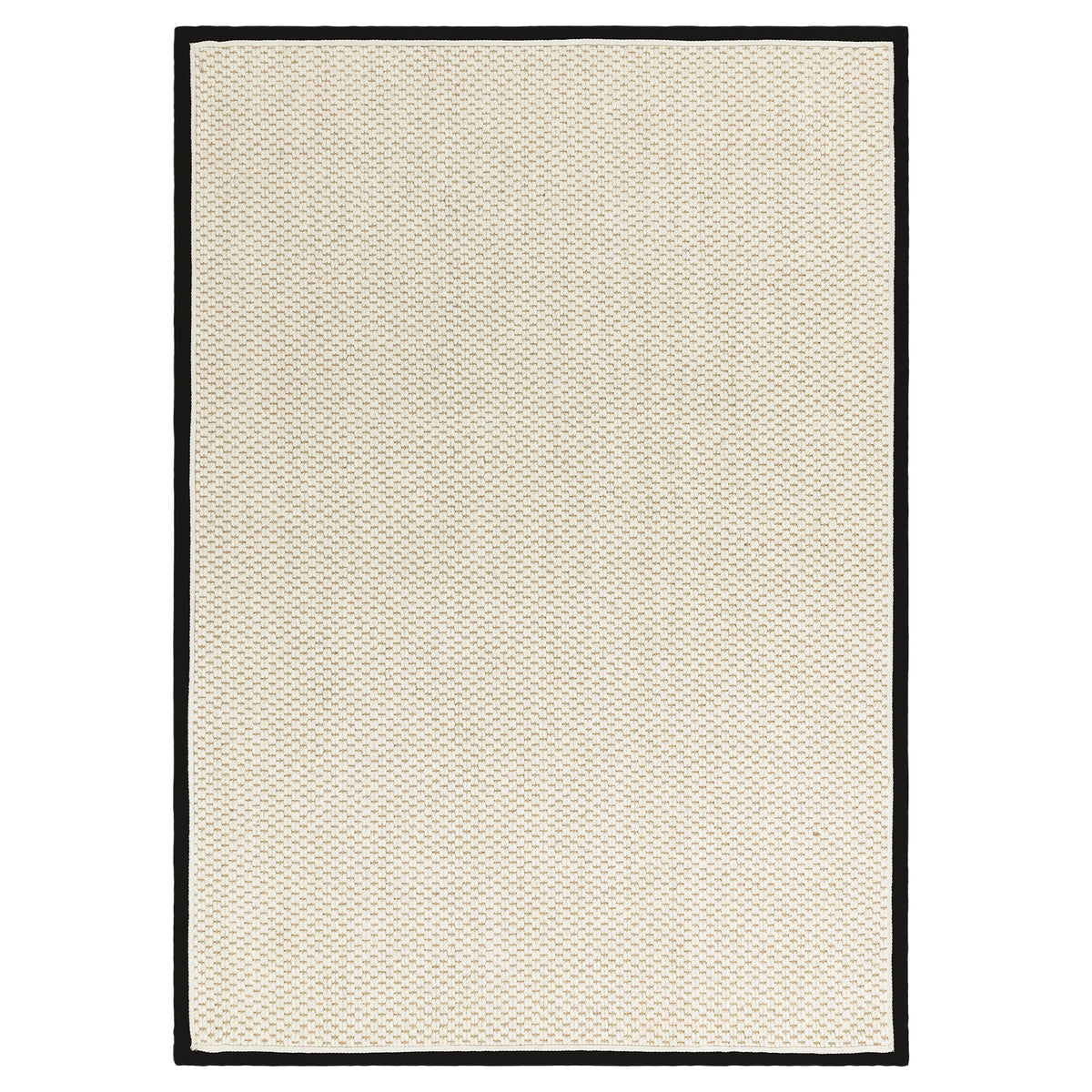 Korra Double Loop wool and jute rug in charcoal and cream, full flat view