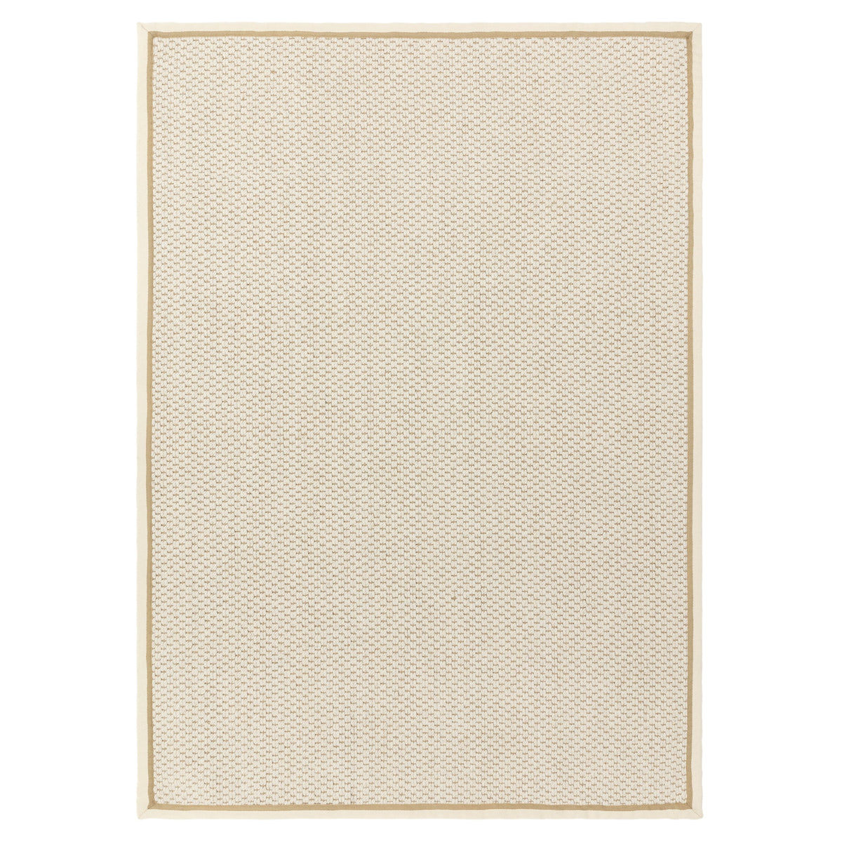 Korra Double Loop wool and jute rug in cream and linen, full flat view