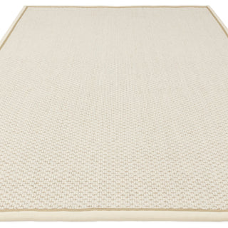 Korra Double Loop rug in cream and linen, detail of the woven border