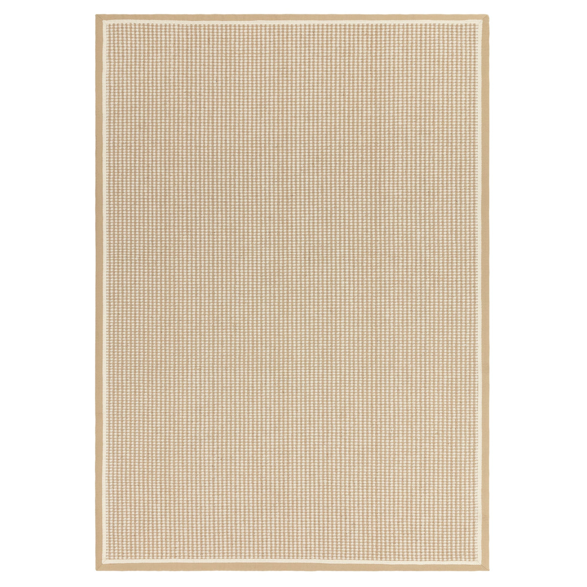 Korra Loop wool and jute rug in linen and cream, full flat view