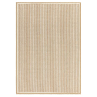 Korra Loop wool and jute rug in linen and cream, full flat view
