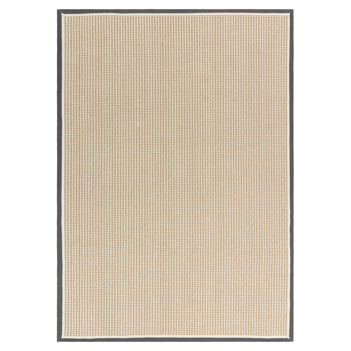 Korra Loop wool and jute rug in slate and cream, full flat view