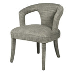 Indulge in the luxurious comfort of the Kristin Open Back Dining Chair, crafted with a woven textured fabric in a soft cream hue with subtle hints of moss green. Elevate your dining experience with this sophisticated and exclusive piece.