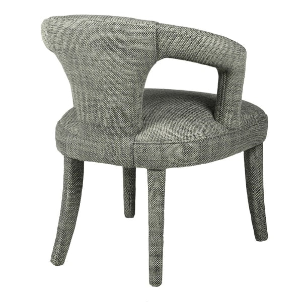 Indulge in the luxurious comfort of the Kristin Open Back Dining Chair, crafted with a woven textured fabric in a soft cream hue with subtle hints of moss green. Elevate your dining experience with this sophisticated and exclusive piece.