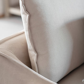 Bibury right hand chaise sofa front view showing deep seat cushions
