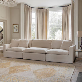 Stanway four seater sofa in soft oatmeal linen and cotton blend