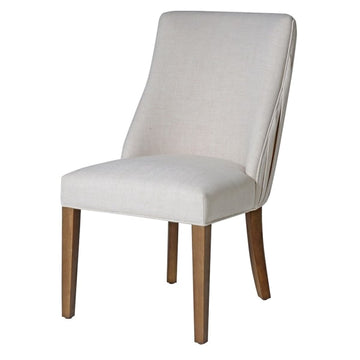 Linen Look Pleated Back Dining Chair | Off White