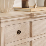 close-up of Longbourn Chest top surface styled with décor