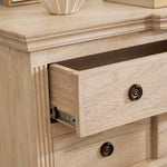 close-up of Longbourn Chest top surface styled with décor