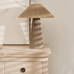 Close-up of Longbourn Chest top surface styled with décor