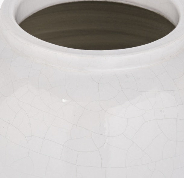 Close-up of a lotus textured white ceramic vase