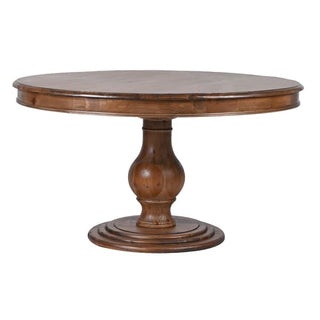 Ludlow round reclaimed-pine dining table on turned baluster pedestal base
