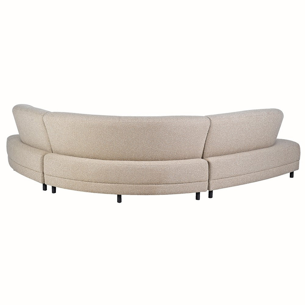 Back of the Lumin Curved Boucle Sofa highlighting clean lines and boucle texture