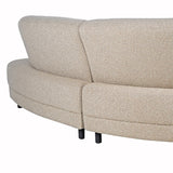 Seam and texture detail on the back curve of the Lumin Boucle Sofa