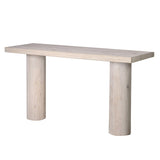 MILA old pine console table with solid wood top and cylindrical legs in natural aged finish