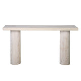 MILA old pine console table with solid wood top and cylindrical legs in natural aged finish