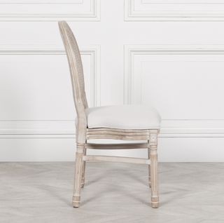 Side profile of the Marlow French Louis dining chair with turned fluted legs