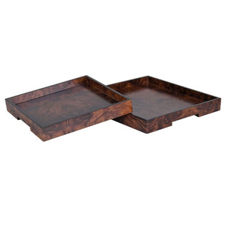Marylebone Burl Wood Square Trays Set of 2 | CharlesTed Home