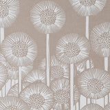 Close up of Meadow Dandelion linen wall art with neutral botanical print