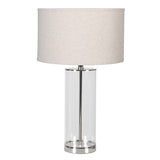 Melissa Glass Lamp with Linen Shade glass elegant base linen cylinder shade