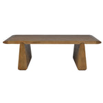 Front view of solid oak rectangular coffee table with minimalist design
