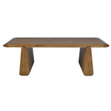 Front view of solid oak rectangular coffee table with minimalist design