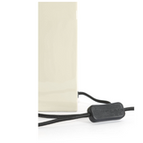 Minimalist dome shade table lamp in cream with nickel detail close up light switch