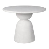 Modern white polyresin dining table with sculptural base – front view