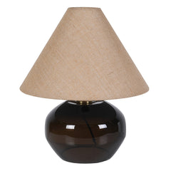 Mojave Amber Glass Table Lamp with woven shade