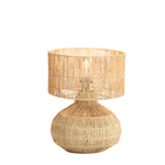 Natural jute table lamp with woven shade and rounded jute wrapped base