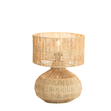 Natural jute table lamp with woven shade and rounded jute wrapped base
