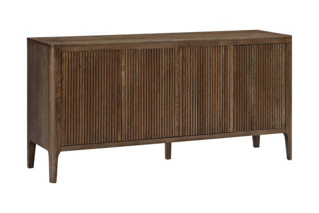 Abberley is a stunning four door brown sideboard in oak and oak veneer, visible grain with ribbed design at front. Removable shelves.

Dimensions:

H80cm W 160cm D 45cm

Weight 58kgs