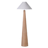Nile Floor Lamp with wooden cone base and white linen shade