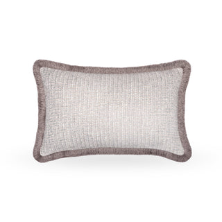 Quenington textured rectangle cushion in grey with a grey fringe