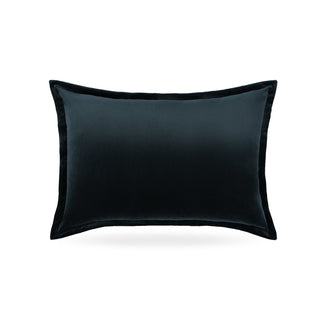 Hampnett velvet cuffed rectangle cushion in deep petrol blue