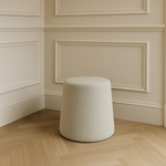 Off White Boucle Pouffe Footstool