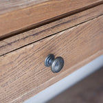 Old Elm Console Table – Rustic Solid Wood Console with Storage drawer close up