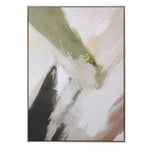 Olive Drift abstract wall art framed canvas featuring earthy tones and fluid design