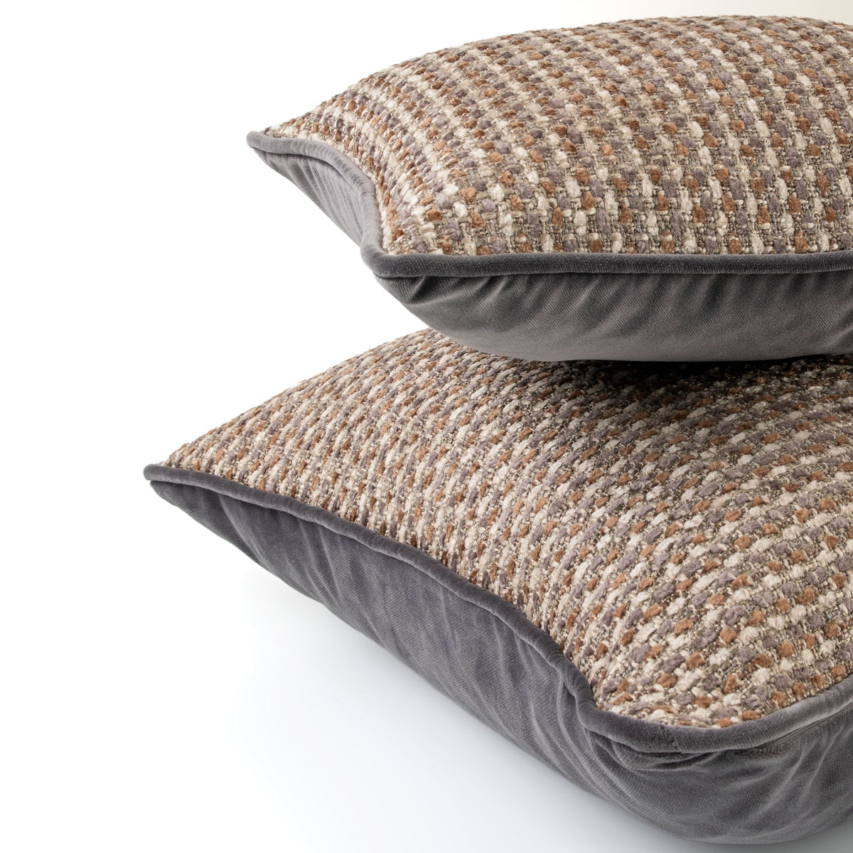 Cherington steel tweed piped rectangle cushion styled on a sofa