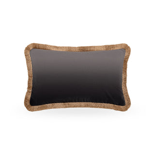 Naunton velvet rectangle cushion in soft angelite blue with gold fringe