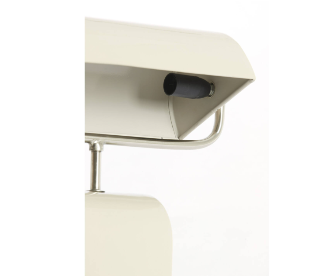 Modern Scandinavian cream dome desk lamp with nickel accents