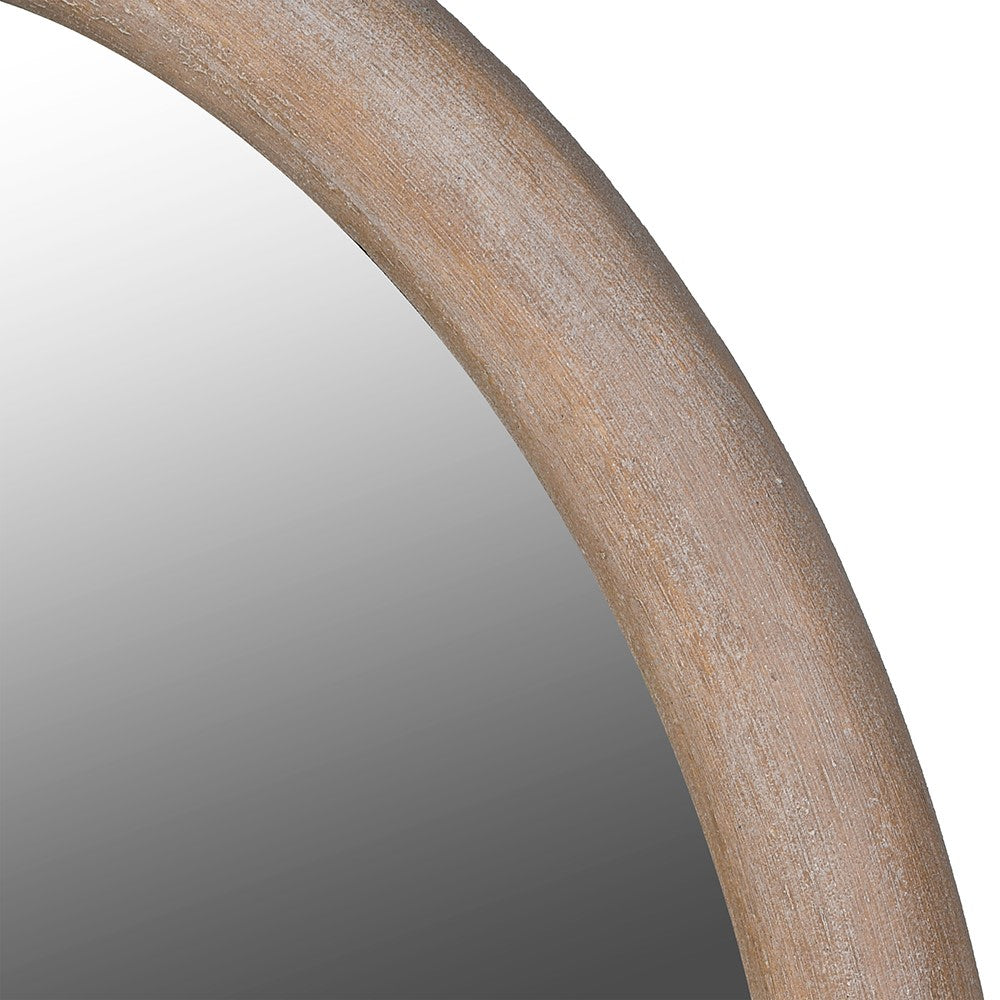 Oval Nordic wooden mirror with natural wood frame and minimalist Scandinavian design
