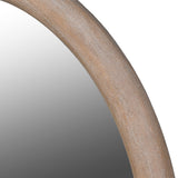 Oval Nordic wooden mirror with natural wood frame and minimalist Scandinavian design