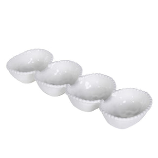 Overhead view of a 44cm four section white serving dish