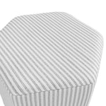 Grey striped upholstered stool inspired by Portofino Harbour with cushioned top