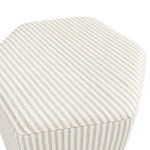Beige striped upholstered stool inspired by Portofino Harbour with soft cushioned top