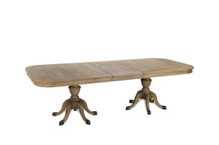 Ashbourne dining table extended to 260cm with one leaf, seating up to eight