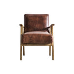 Pembroke wooden arm chair in vintage leather with solid wood frame